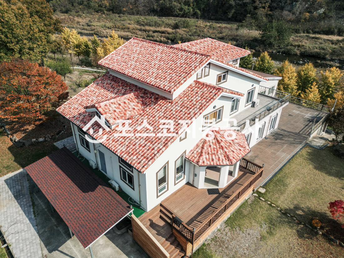 스페니쉬 기와형 칼라강판 지붕공사 (양평 가평 이천 여주 안성 용인 상주 문경 충주 제천 음성 보은 김천 구미 영동)